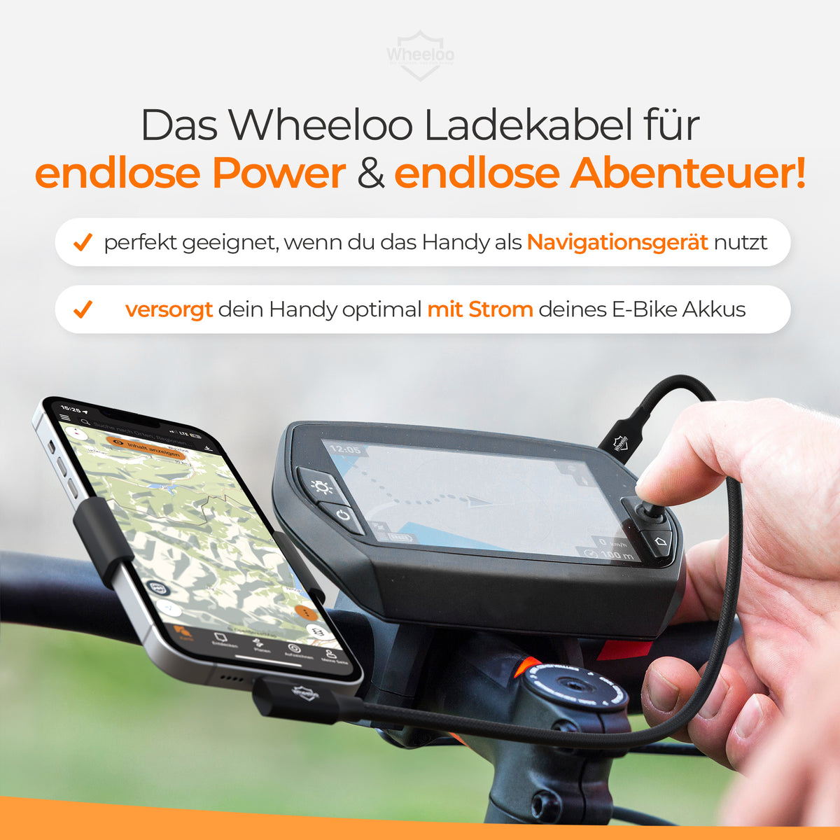 handy ladegerät e bike Ebike Ladekabel für IPhone 14 oder älter (Lightning Anschluss) –  Wheeloo-Shop