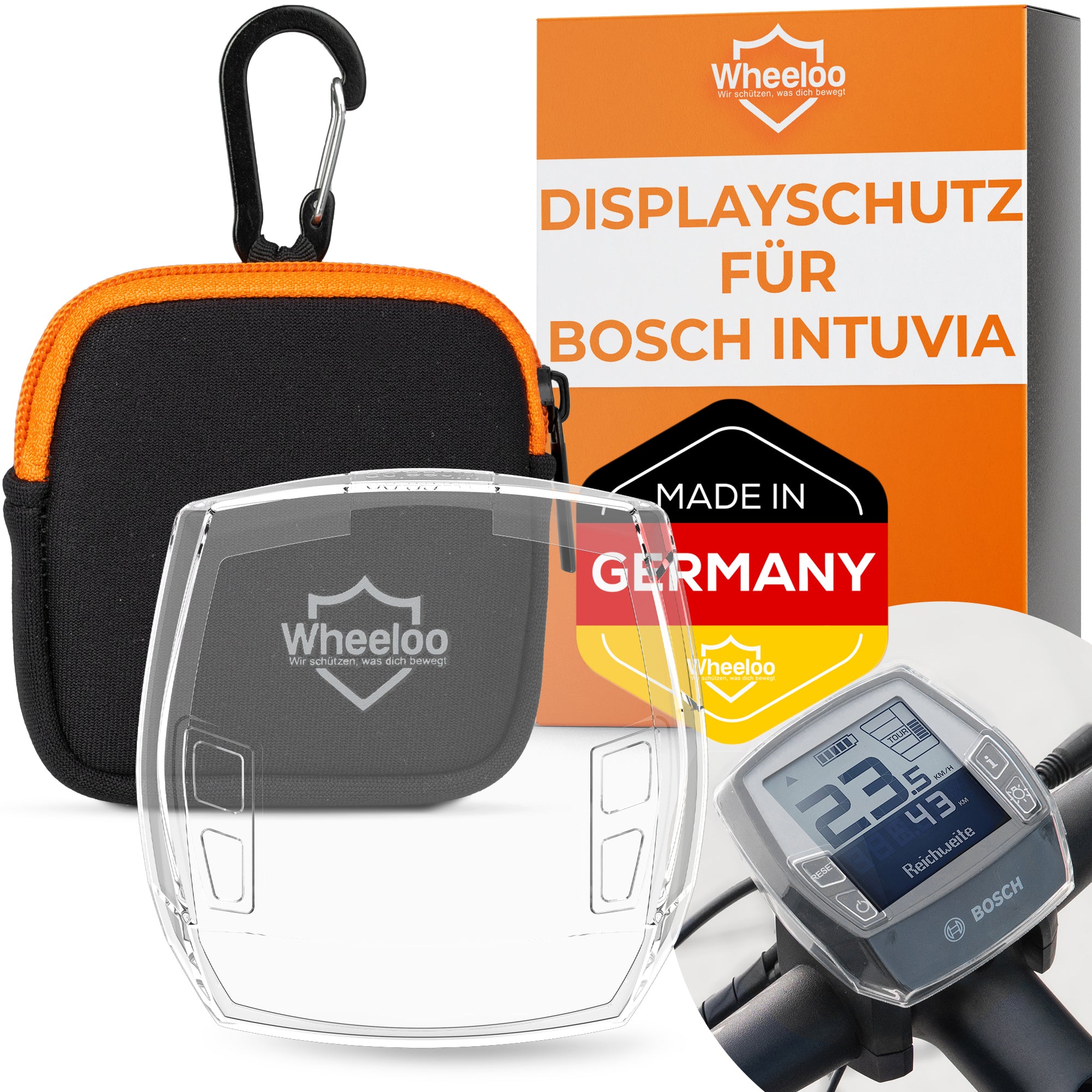 WHEELOO E-Bike Displayschutz 2er Set | geeignet für Bosch Intuvia Display |  Transparent und wasserdicht | Stoß- und Kratzschutz I UV-Beständig I