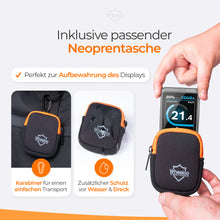 Laden Sie das Bild in den Galerie-Viewer, Bosch Kiox 500 Displayschutz Set I Neoprentasche + transparente Schutzhülle