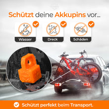Laden Sie das Bild in den Galerie-Viewer, WHEELOO Kontaktschutz Abdeckung für Bosch E-Bike Smartes System I 2er Set I orange I eBike Akku Zubehör I Ladekabel Pin Schutz