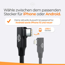 Laden Sie das Bild in den Galerie-Viewer, [Winkelstecker] Ebike Ladekabel für IPhone 15 oder neuer sowie Android (USB-C Anschluss)