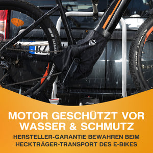 Ebike Mittelmotor Schutzhülle aus Nylon I für schräge Motoren I Fahrradträger Transportschutz