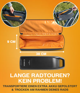 WHEELOO Fahrrad Rahmentasche 4L wasserdicht für Oberrohr I 2 Fächer I 330g I Lackschonende Montage I Akkutasche für E-Bike, Rennrad, Mountainbike Rahm